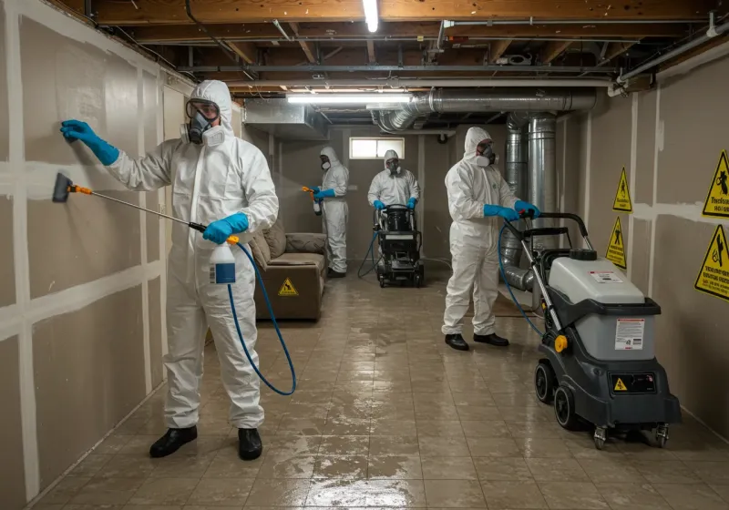 Basement Moisture Removal and Structural Drying process in Hunters Creek Village, TX